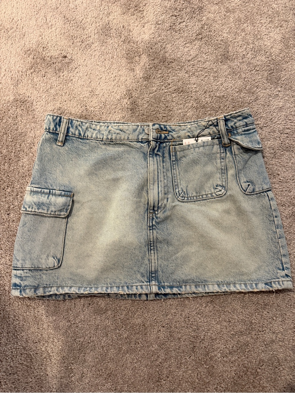 Zara Light Blue Denim Mini Skirt with Utility Pockets - Women